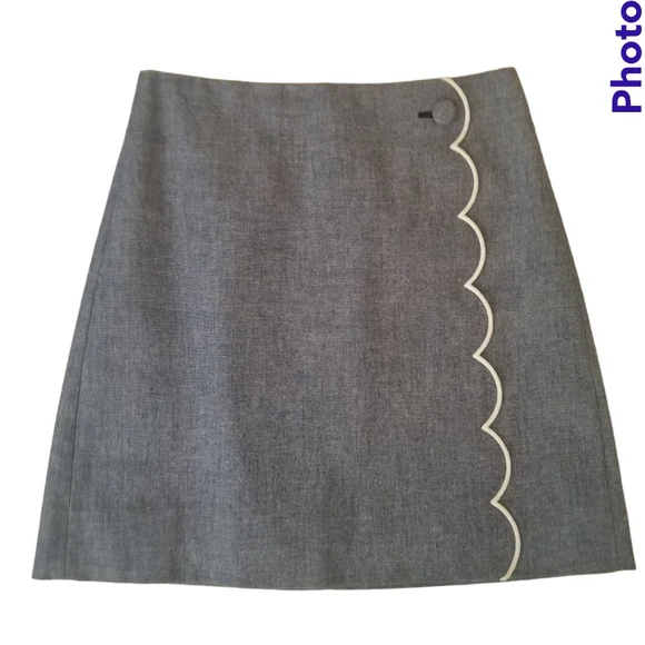 J. CREW Chambray Skirt w/Scalloped Detail | SZ 00 - Picture 3 of 10